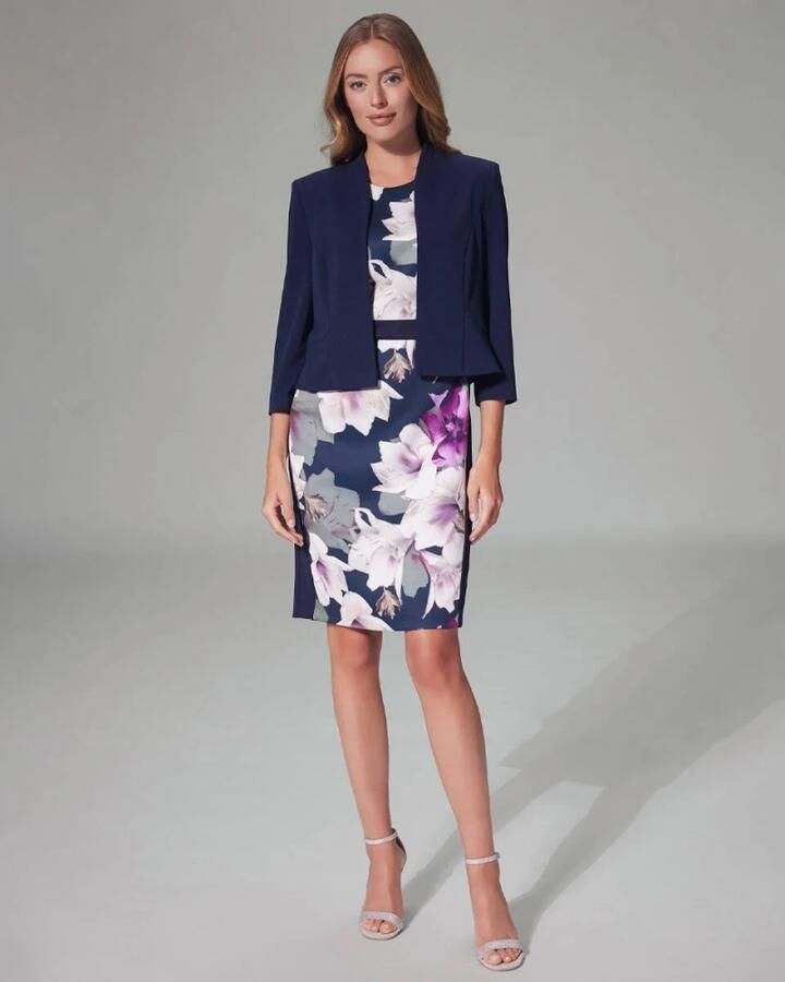 Swing Getailleerde Jersey Crepe Jas Blue Dames - Foto 3