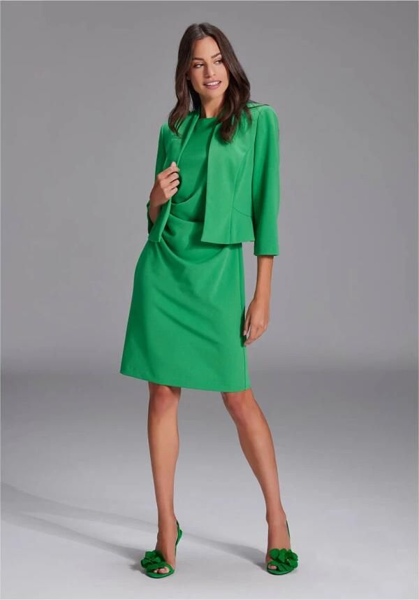 Swing Getailleerde Jersey Crepe Jas Green Dames - Foto 2