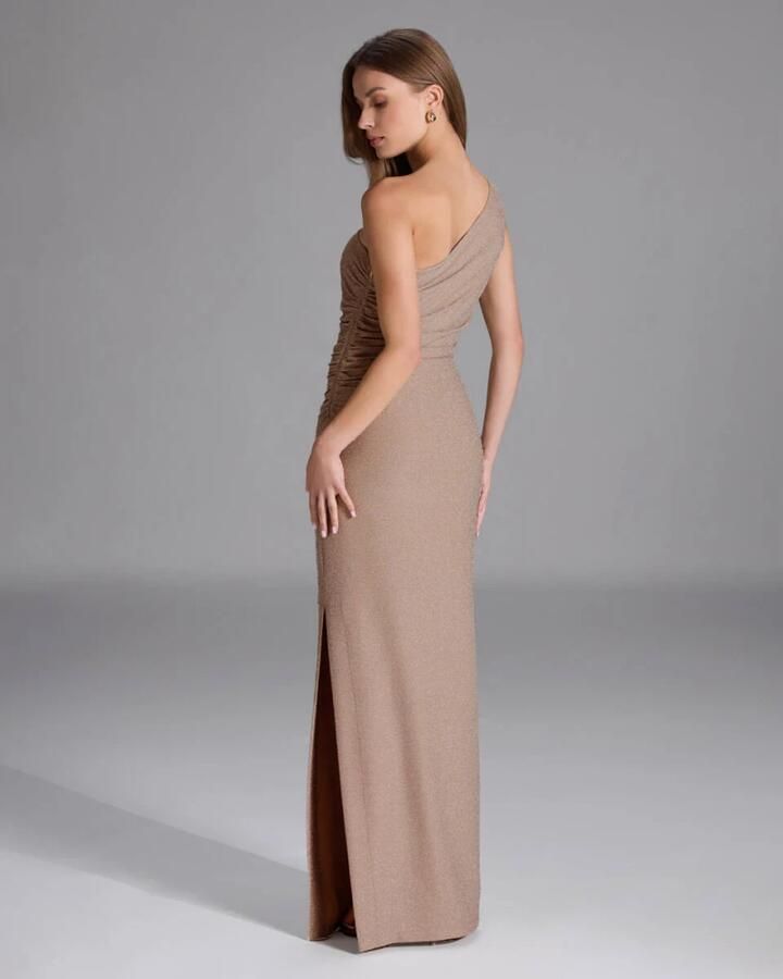 Swing Glitter One Shoulder Avondjurk Beige Dames - Foto 3