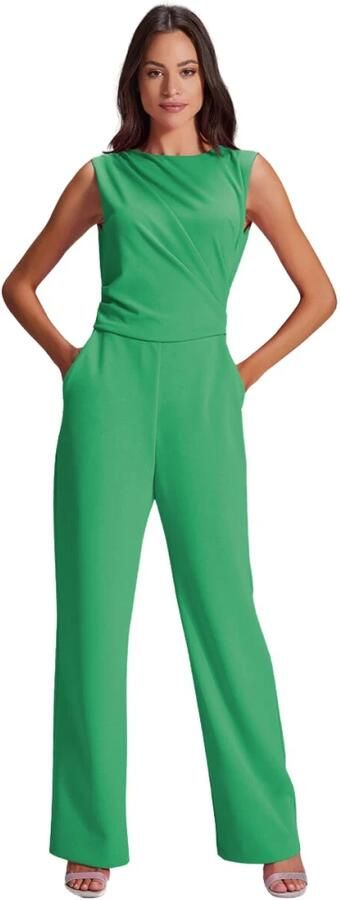 Swing Jersey Cr pe Jumpsuit met Draping Green Dames