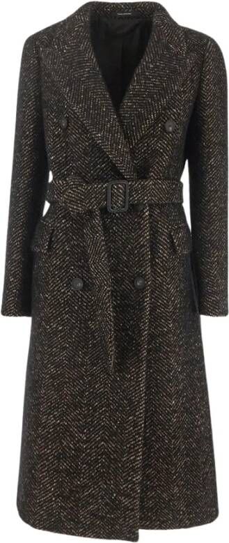 Tagliatore Belted Coats Bruin Dames