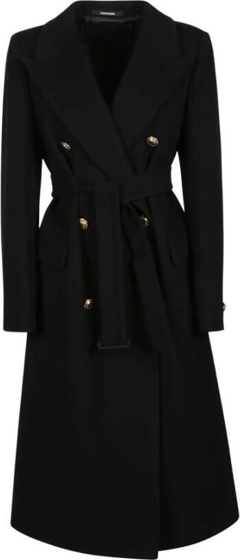 Tagliatore Belted Coats Zwart Dames