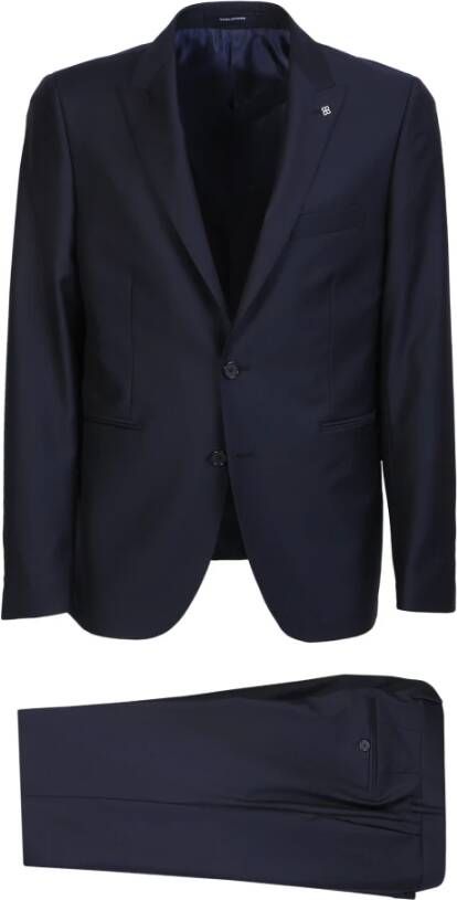 Tagliatore Blauw pak van zuiver scheerwol met peak-revers Blauw Heren