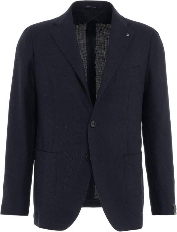Tagliatore Blauwe Single Breasted Blazer Strak Design Blauw Heren