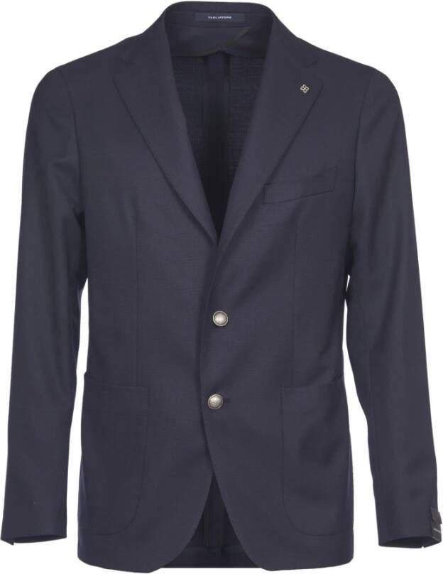 Tagliatore Italiaanse Wolblend Blauwe Blazer Blue Heren