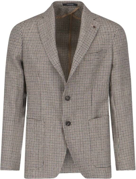 Tagliatore Bruine Houndstooth Blazer Multicolor Heren