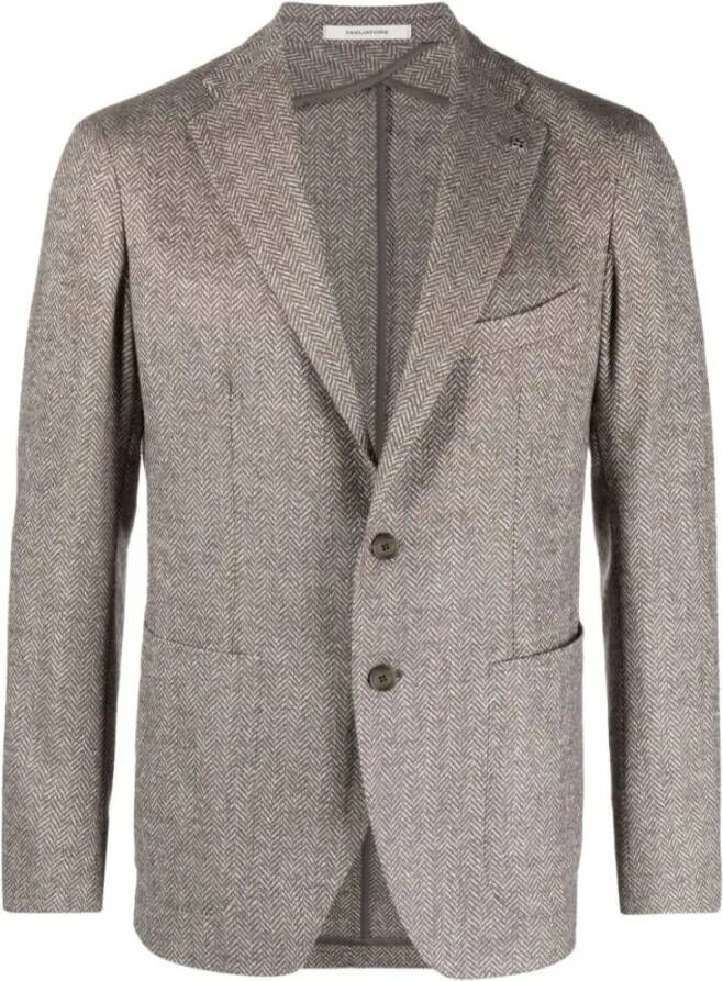 Tagliatore Bruine Herringbone Blazer Bruin Heren