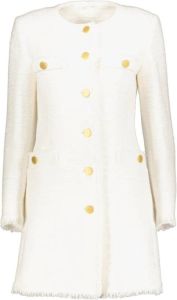Tagliatore Cotton Lux Tweed lange blazerjack of jurk; Gouden knoppen Beige Dames