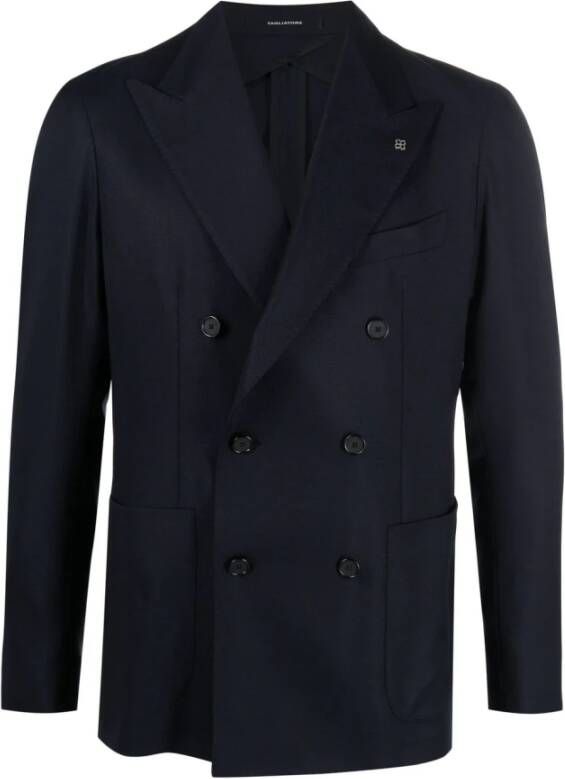 Tagliatore Tijdloze Blauwe Piquet Blazer Blue Heren