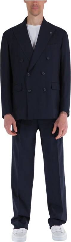 Tagliatore Double Breasted Suits Blauw Heren