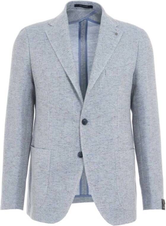 Tagliatore Blauwe Ss23 Blazer en Cargo Broek Set Blue Heren