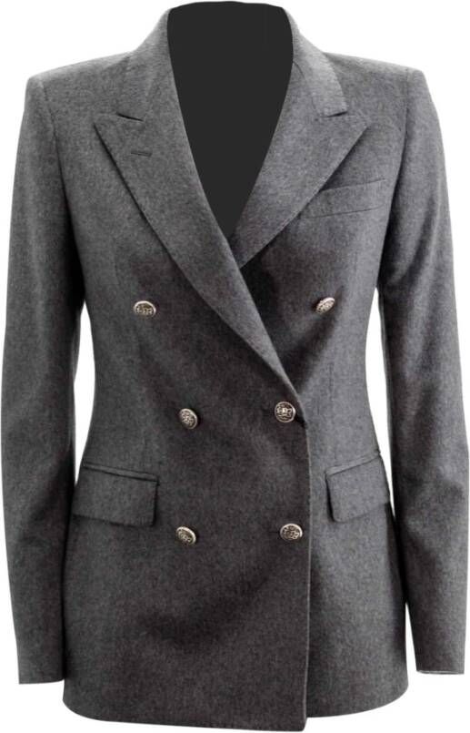 Tagliatore Grijze Cashmere Blazer met Brede Peak Revers Grijs Dames