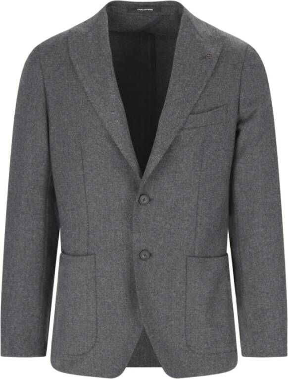 Tagliatore Grijze Herringbone Blazer Grijs Heren