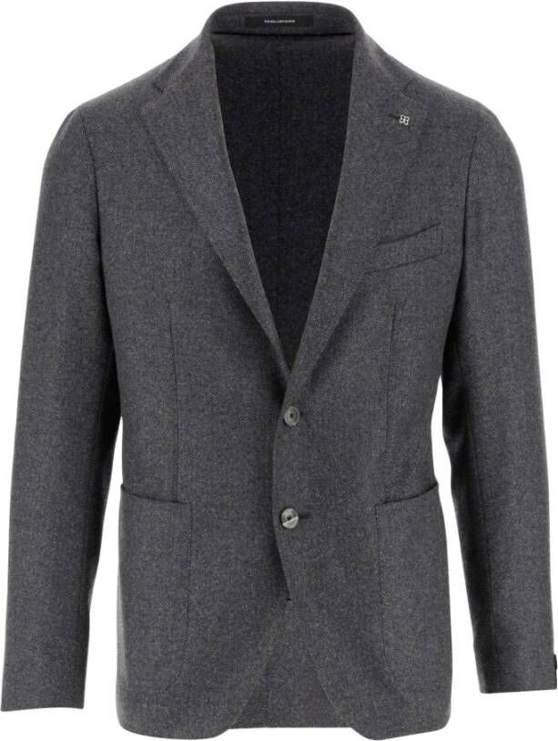 Tagliatore Luxe Wol Kasjmier Blend Tweed Jas Gray Heren