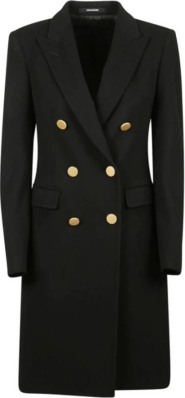 Tagliatore Warme en stijlvolle zwarte double-breasted jas Black Dames