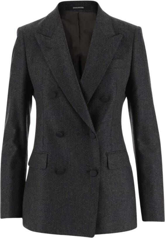 Tagliatore Luxe wollen en kasjmier double-breasted jas Zwart Dames