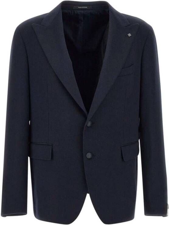 Tagliatore Middernachtblauwe wollen blazer Blue Heren