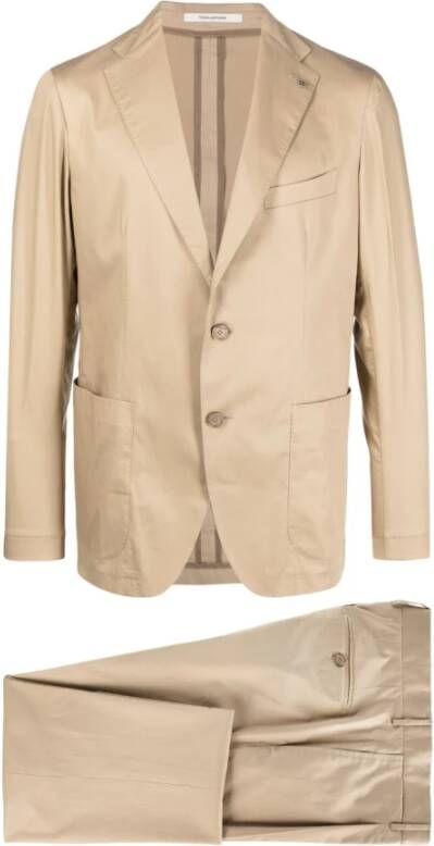 Tagliatore Single Breasted Suits Beige Heren