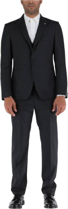 Tagliatore Single Breasted Suits Black Heren