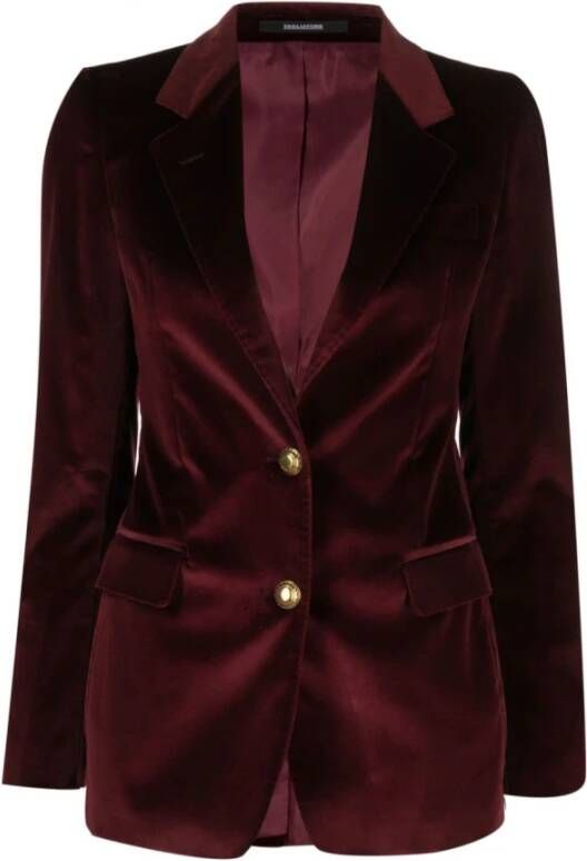 Tagliatore Bordeauxrode Fluwelen Blazer Brown Dames