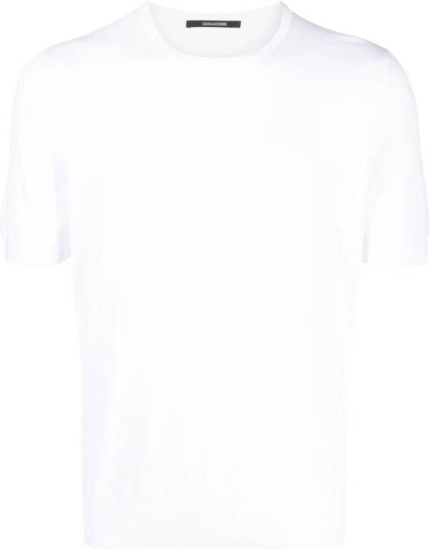 Tagliatore Witte Korte Mouw Gebreide T-shirt White Heren