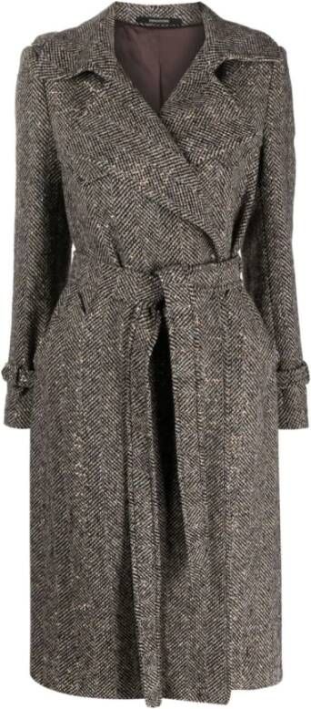 Tagliatore T1393 727 Tortora Trench Coat Bruin Dames