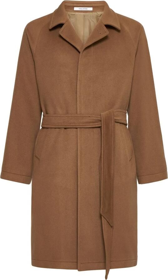 Tagliatore Kameel Cashmere Jas met Riem Brown Heren