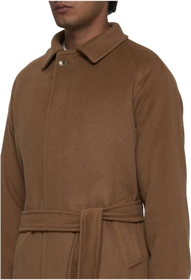 Tagliatore Kameel Cashmere Jas met Riem Brown Heren - Foto 2