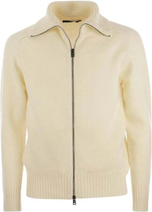 Tagliatore Wollen vest met rits Beige Heren