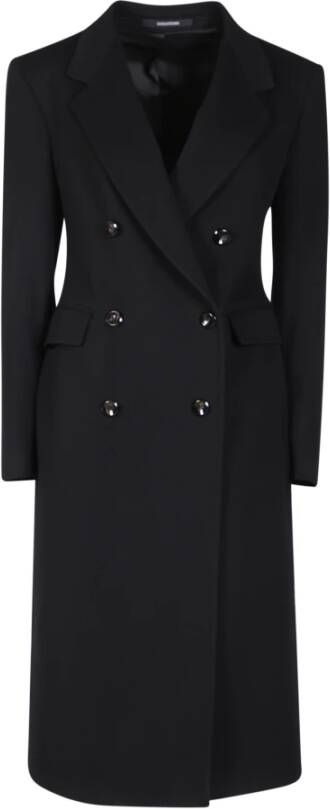 Tagliatore Zwarte dubbelrijige midi-jas Zwart Dames