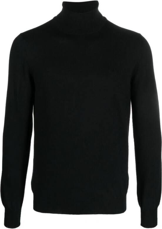 Tagliatore Zwarte Sweaters Dolcevita Rasato Zwart Heren