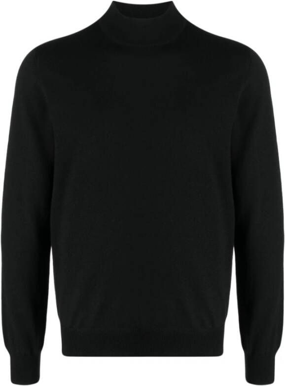 Tagliatore Zwarte Sweaters Lupetto Rasato Zwart Heren