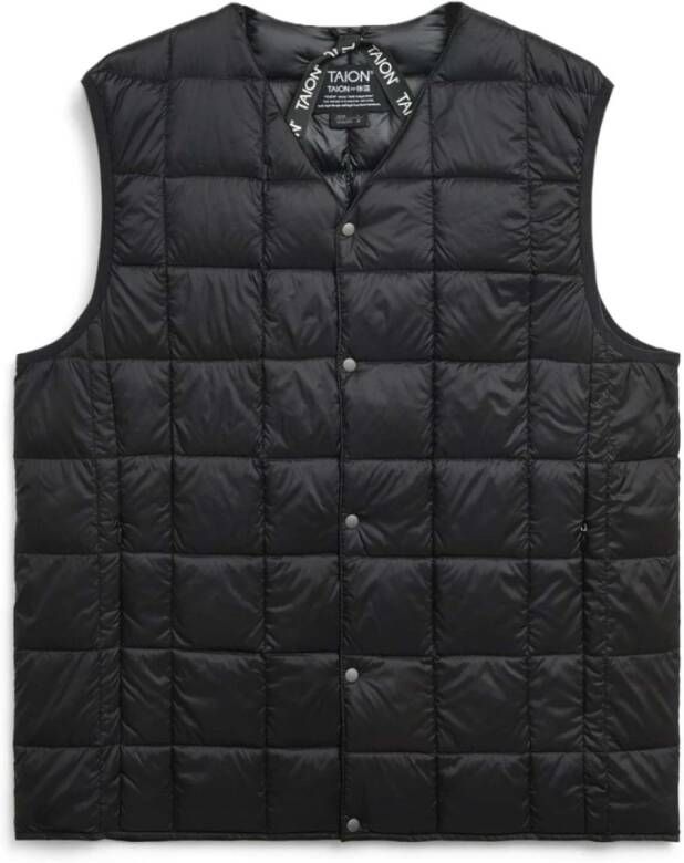 Taion Mouwloze V-Hals Jas met Geknoopt Interieur Black Heren