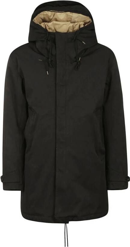 Ten C Zwarte Gewatteerde Hoodie Jas Black Heren