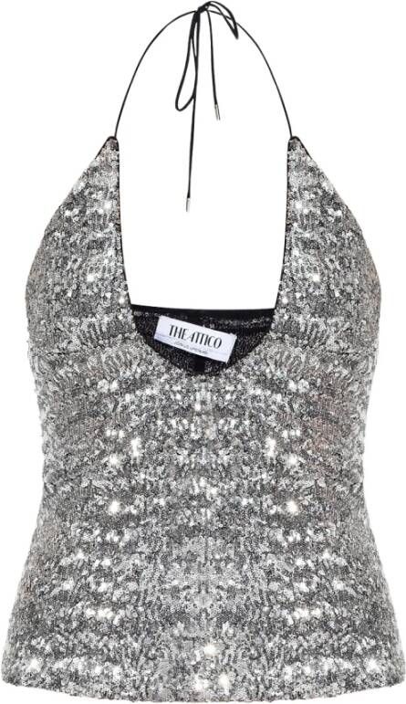 The Attico Alix sequinned top Grijs Dames