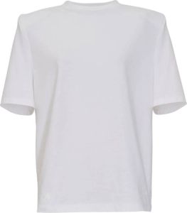 The Attico Bella t-shirt with shoulder pads Wit Dames