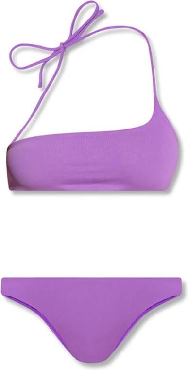 The Attico Bikini met logo -patroon Purple Dames