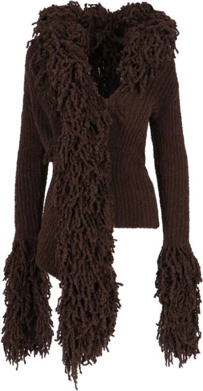 The Attico Bruine Fringe Cardigan Blijf warm en stijlvol Brown Dames