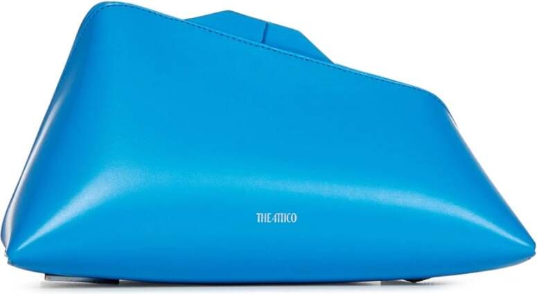 The Attico Helderblauwe Clutch met Magnetische Sluiting en Zilveren Logo Blue Dames
