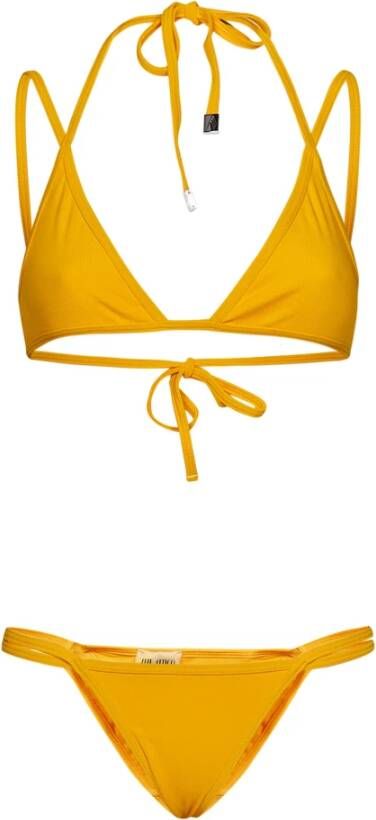 The Attico Gele Geribbelde Lycra Bikini Yellow Dames