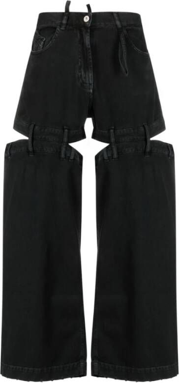 The Attico Zwarte wijde jeans met gesneden details Black Dames