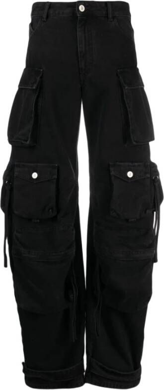 The Attico Zwarte Cargo Jeans met Hoge Taille Black Dames