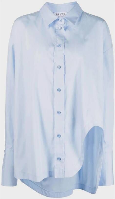 The Attico Diana Popeline Overhemd Blauwe Oversized Shirt Blue Dames