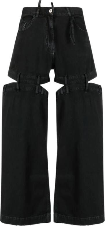 The Attico Zwarte wijde jeans met gesneden details Black Dames