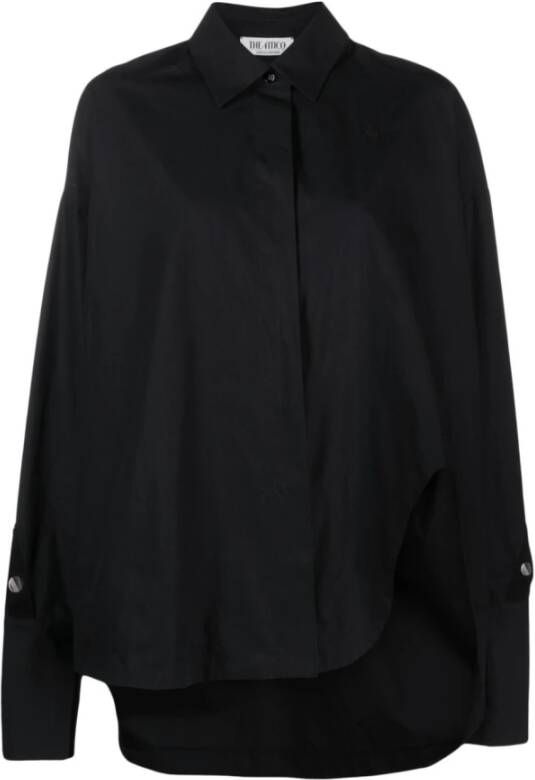 The Attico Zwarte Oversized Shirt met Knoopsluiting en Puntige Kraag Black Dames