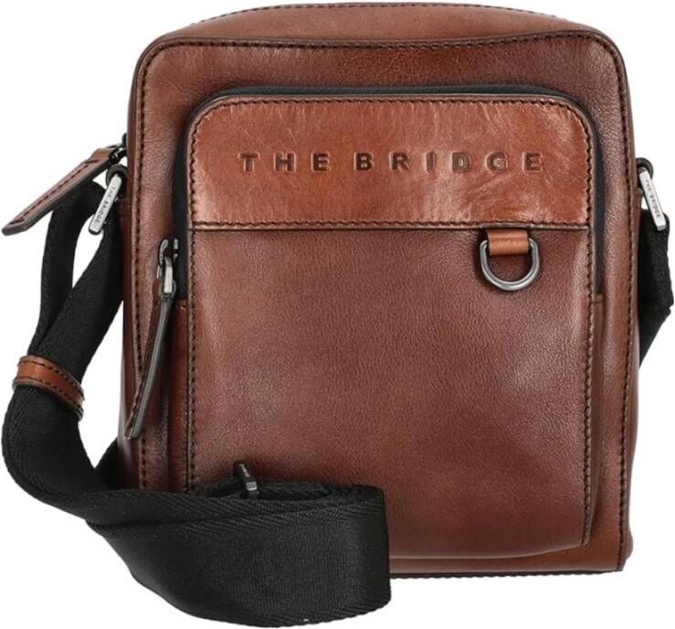 The Bridge Leren Crossbody Tas met Ritssluiting Brown