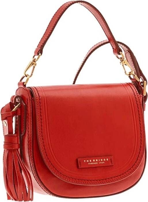 The Bridge Rode Leren Schoudertas Retro Stijl Red Dames