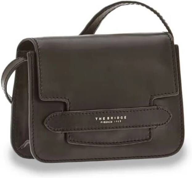 The Bridge Elegante Zwarte Leren Schoudertas Black Dames
