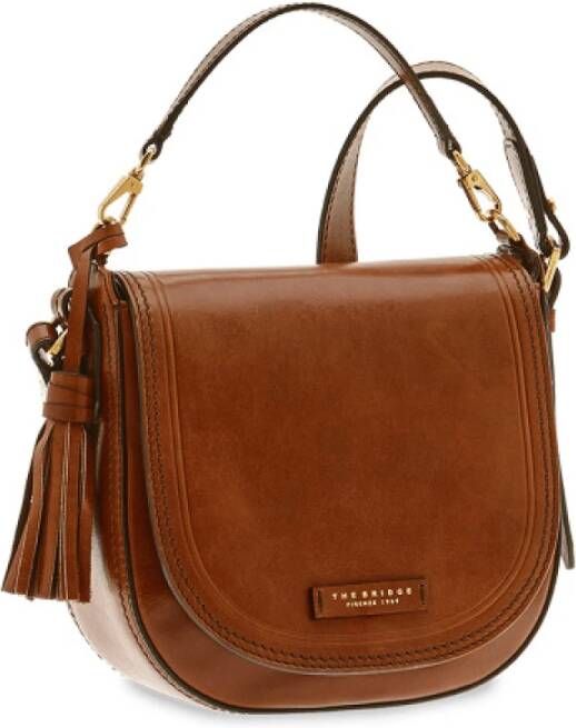 The Bridge Bruine leren schoudertas retro stijl Brown Dames
