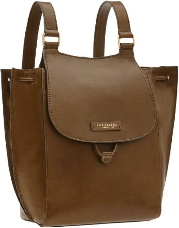 The Bridge Groene Leren Bucket Bag & Rugzak Green Dames